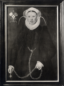 105855 Portret van E.J. van Nellesteyn - van Royen, geboren 1554, stichteres van een fundatie in het Gereformeerd ...